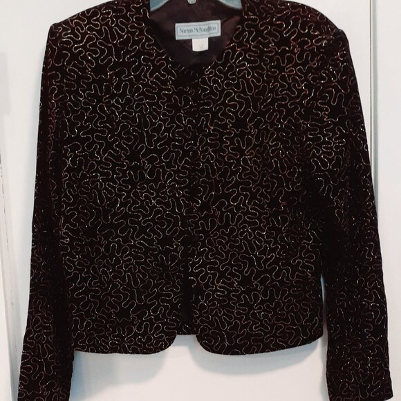 NORTON McNAUGHTON Women's Vintage Black Sparkly  Long Sleeve Jacket Size 12 - Picture 1 of 8
